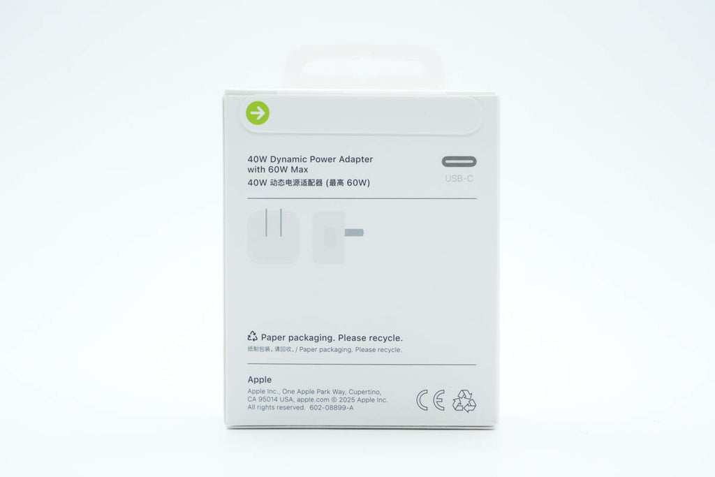 Apple 40W USB-C Power Adapter (2-Pin Plug) with Free Data Cable